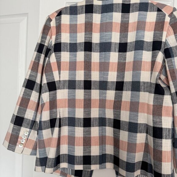 NWT Veronica Bear Women's Pink and Blue Plaid Upcollar Blazer - Size 16 - Picture 6 of 8